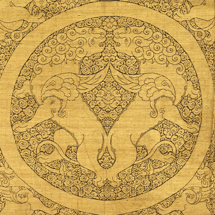 Τεμάχιο υφάσματος, lampas, μετάξι και χρυσόνημα, 1225-1275, κεντρική Ασία. Πηγή: The Cleveland Museum of Art, J. H. Wade Fund