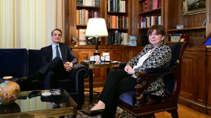 Ο Κυριάκος Μητσοτάκης συναντήθηκε με την Κατερίνα Σακελλαροπούλου