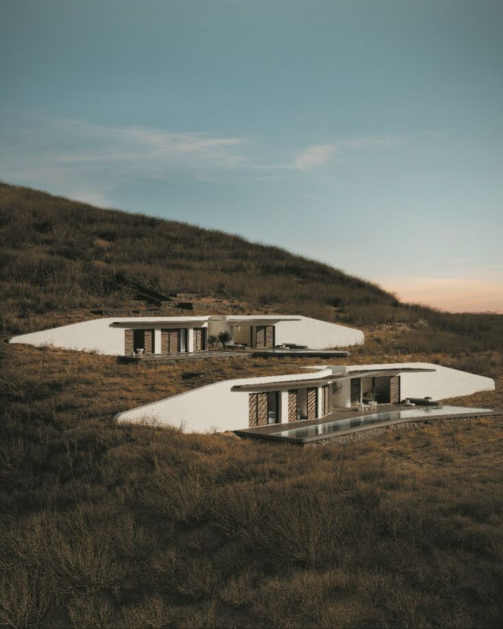 Υπόσκαφες κατοικίες στη Μύκονο, εξωτερική λήψη