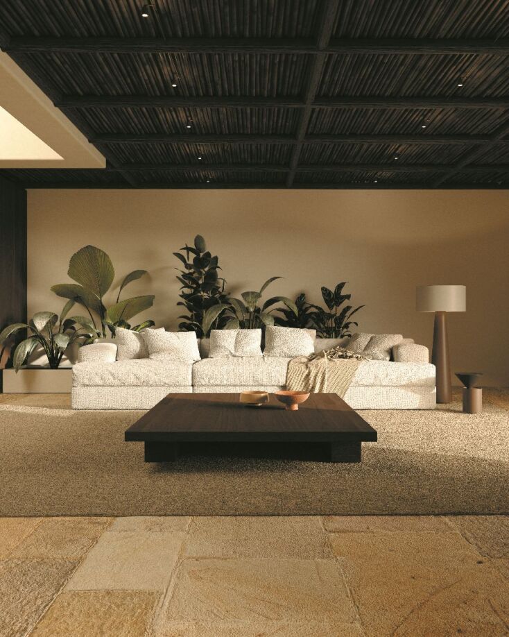 Υπόσκαφες κατοικίες στη Μύκονο,  εσωτερική άποψη σαλονιού