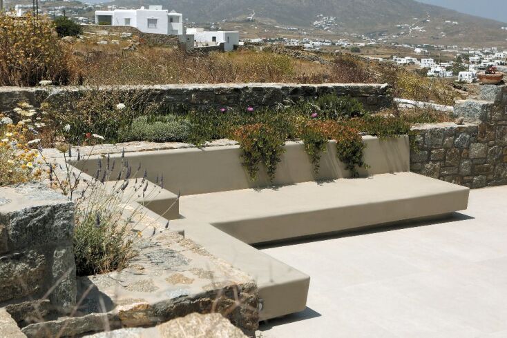 Ισόγεια κατοικία στη Μύκονο, εξωτερικός καθιστικός χώρος