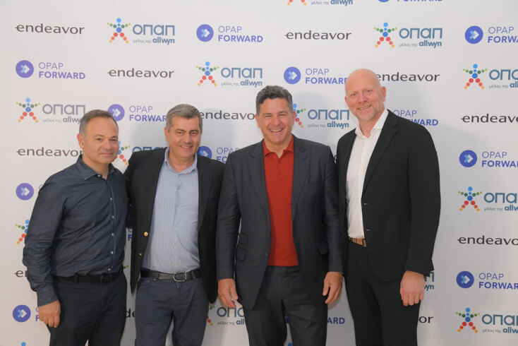 Mάρκος Βερέμης, Partner της Big Pi Ventures και Μέλος του Δ.Σ. της Endeavor Greece, Οδυσσέας Χριστοφόρου, Αναπληρωτής Διευθύνων Σύμβουλος του ΟΠΑΠ, Ανδρέας Ραπτόπουλος, Ιδρυτής και CEO της Matternet και Jan Karas, Πρόεδρος και Διευθύνων Σύμβουλος του ΟΠΑΠ