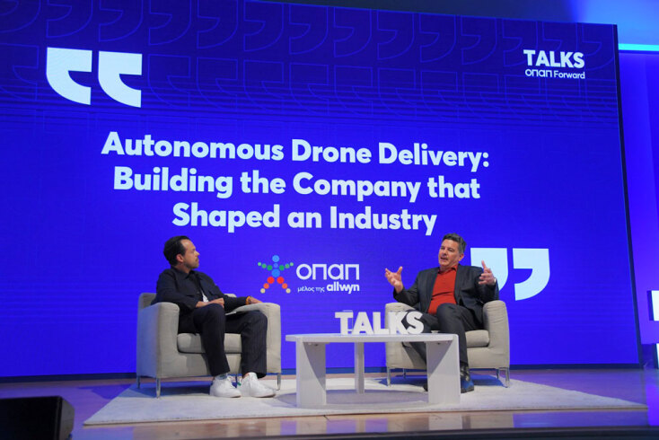 Ο Ανδρέας Ραπτόπουλος, Ιδρυτής και CEO της Matternet στο fireside chat με τον Απόστολο Κουμαρίνο, Ιδρυτή των the SPEAKERS