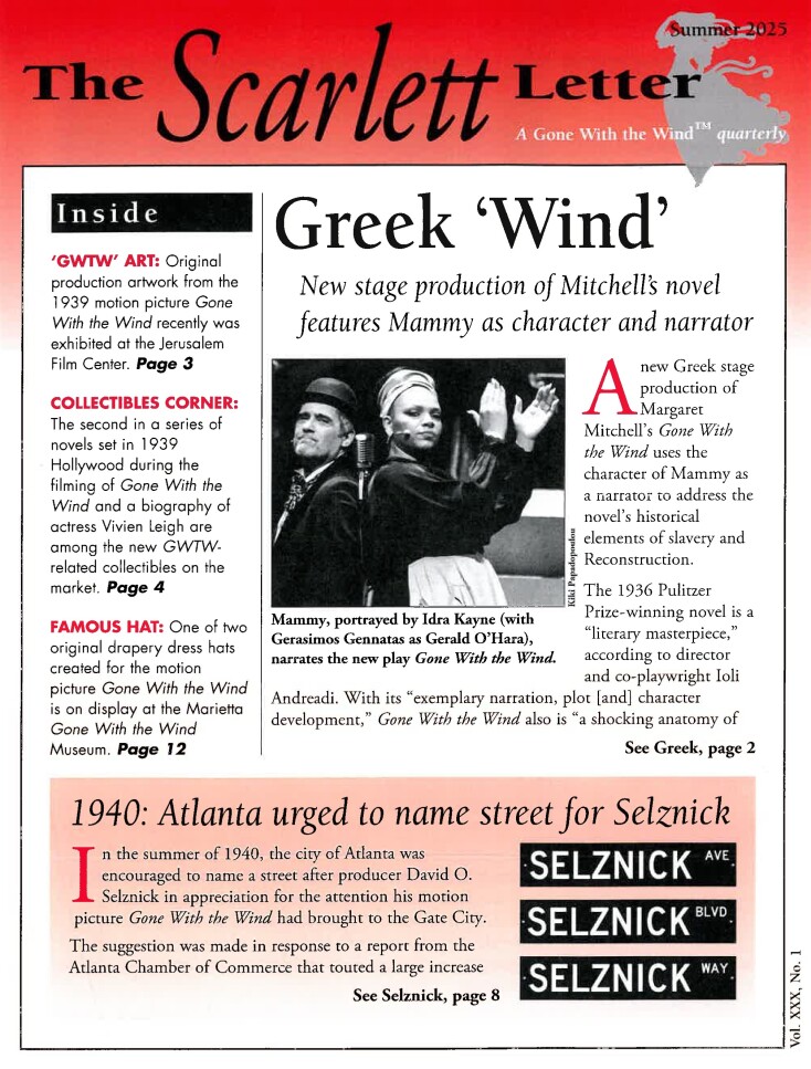 «Όσα Παίρνει ο Άνεμος»: Επιστρέφει στο Δημοτικό Θέατρο Πειραιά και γίνεται εξώφυλλο στο αμερικανικό «The Scarlett Letter»