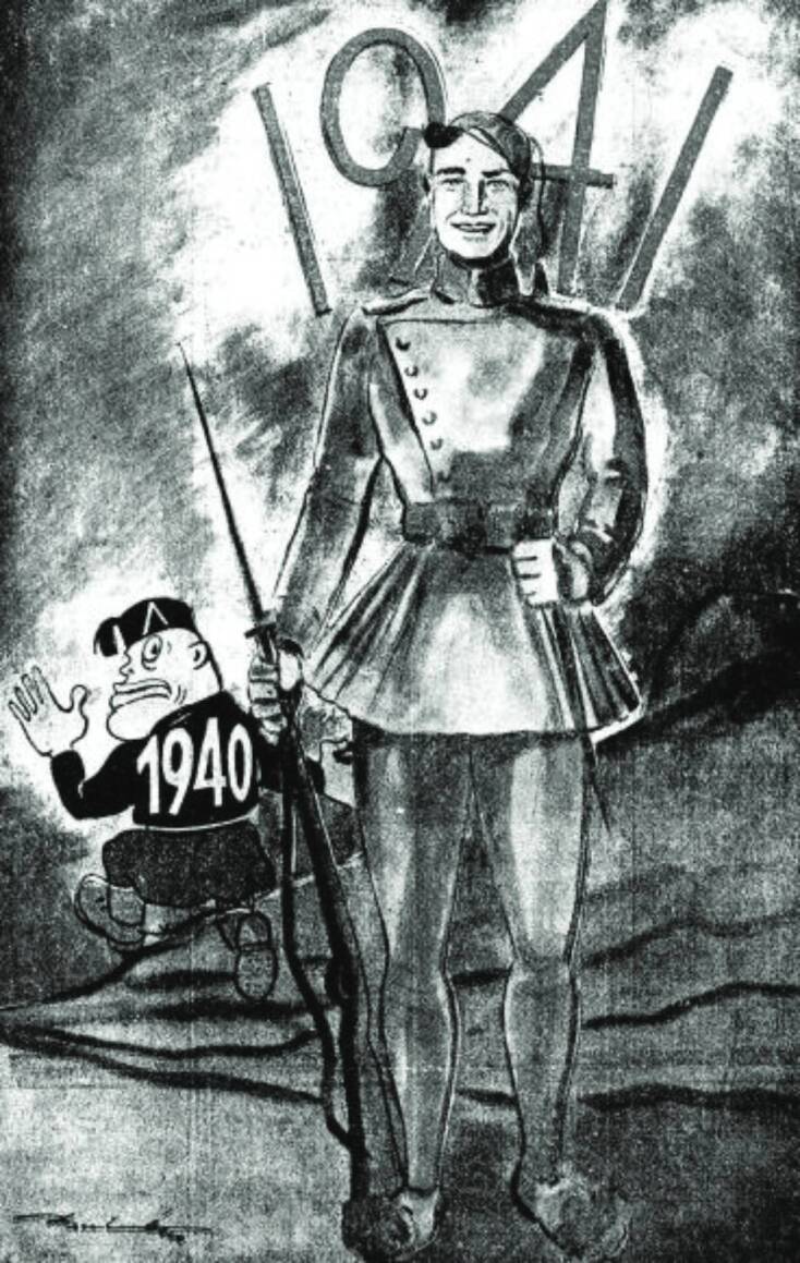 Σκίτσο από την εφημερίδα ΝΕΑ ΕΛΛΑΣ (Ιανουάριος 1941)