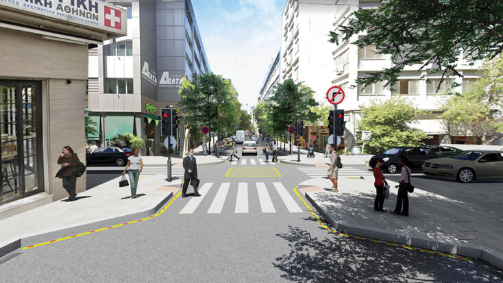 Η διαπλάτυνση των γωνιών των διασταυρώσεων με παράλληλη έντονη σήμανση δημιουργεί πολλαπλά οφέλη. Αν εφαρμοζόταν σε ολόκληρη την Αθήνα, θα είχε επιτευχθεί σημαντική πρόοδος στην κυκλοφορία, στην οδική ασφάλεια και στον δημόσιο χώρο.
