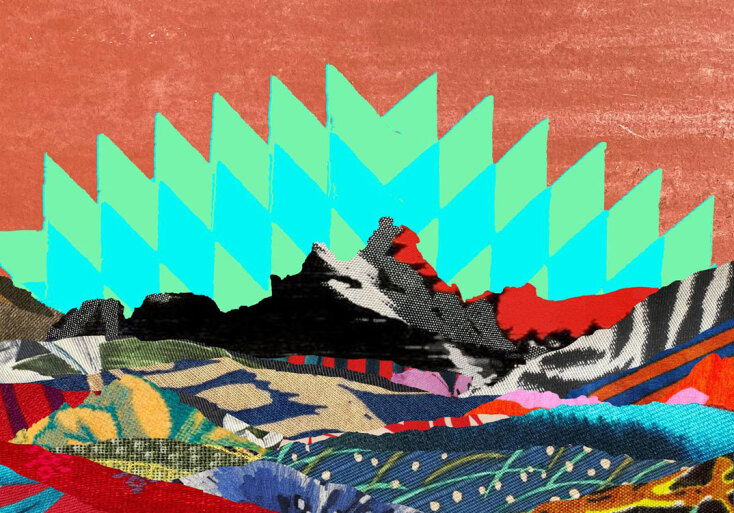 Eirini Linardaki, I Wake Up to the Sound of Mountains (fter Wyoming), 2025, print on cotton