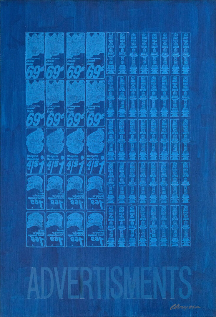 Lot89, Chryssa, Advertisments, λάδι σε μουσαμά, 129,5 x 88,5 cm, Εκτίμηση €60.000-80.000