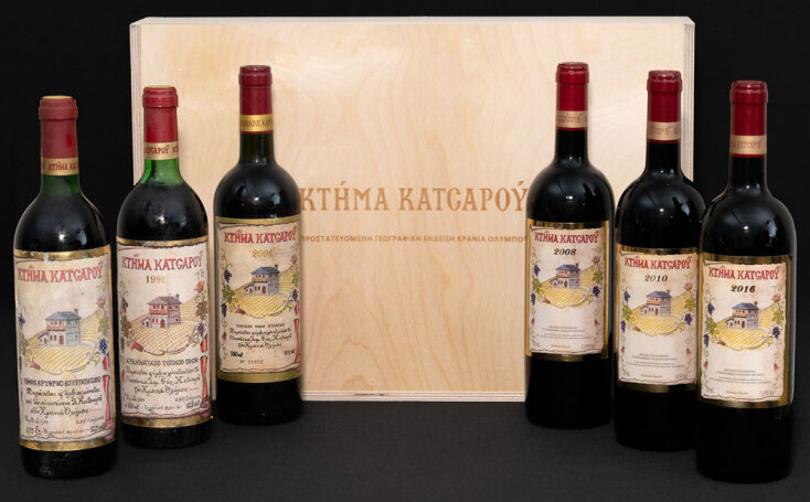 Lot 90: Κτήμα Κατσαρού 2016, 2010, 2008, 2001, 1991, 1989, ΠΓΕ Κρανιά (6 φιάλες, 0,75L), Εκτίμηση €750-1.000