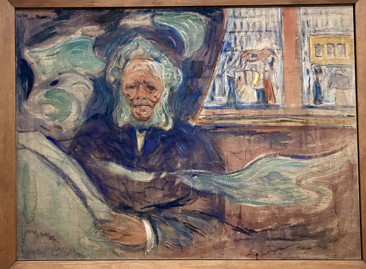 Ο Ερρίκος Ίψεν ζωγραφισμένος από τον νεαρό Έντβαρντ Μουνκ να κάθεται και να καπνίζει στο καφέ Γκραντ, διαβάζοντας τις εφημερίδες του