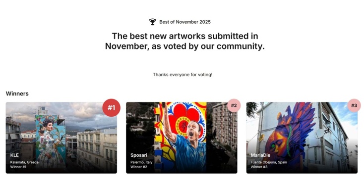 Η τοιχογραφία «Καλαμάτα» του Κλεομένη Κωστόπουλου αναδείχθηκε η καλύτερη στον κόσμο για τον Νοέμβριο του 2025