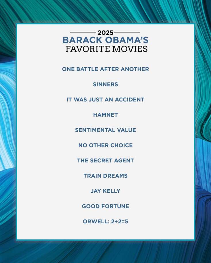 Ο Μπαράκ Ομπάμα αποκαλύπτει τις αγαπημένες του ταινίες, βιβλία και τραγούδια για το 2025, επηρεάζοντας για ακόμη μια χρονιά το παγκόσμιο κοινό.