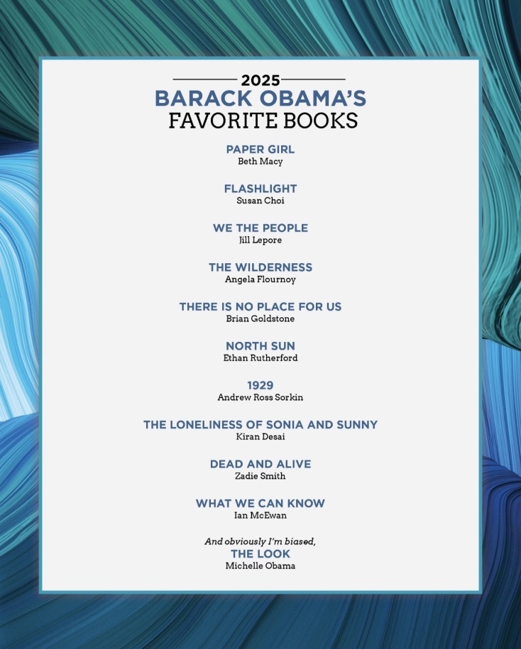Ο Μπαράκ Ομπάμα αποκαλύπτει τις αγαπημένες του ταινίες, βιβλία και τραγούδια για το 2025, επηρεάζοντας για ακόμη μια χρονιά το παγκόσμιο κοινό.