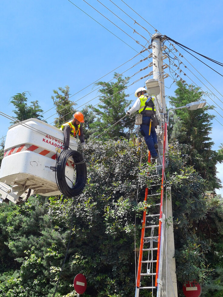 ΔΕΗ Fiber | Τοποθέτηση εναέριας οπτικής ίνας