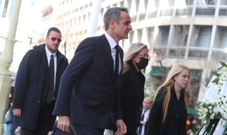 Ο Κυριάκος Μητσοτάκης στην κηδεία της Ελένης Γλύκατζη-Αρβελέρ