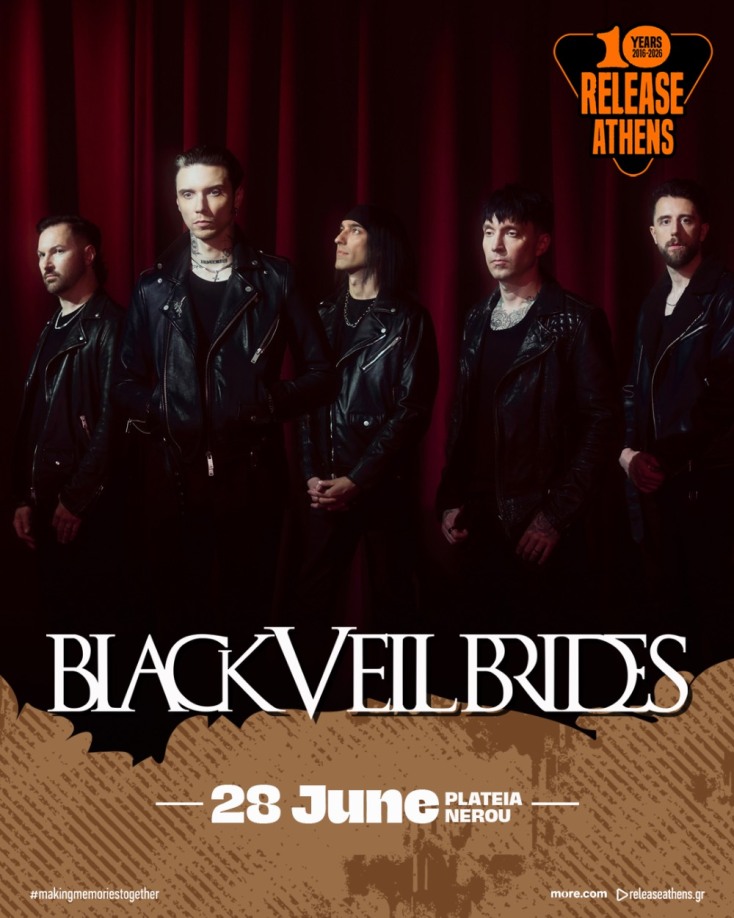 Release Athens 2026: Το αμερικανικό συγκρότημα  Black Veil Brides στην Πλατεία Νερού