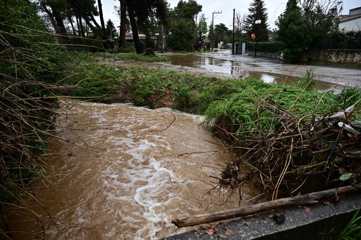 Εικόνα από την κακοκαιρία στον Διόνυσο