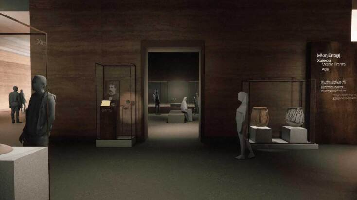 Φωτορεαλιστική απεικόνιση από την «Αίθουσα Μέσης Εποχής Χαλκού» στο Εθνικό Αρχαιολογικό Μουσείο