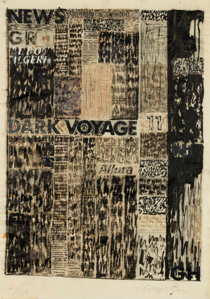Χρύσα Βαρδέα-Μαυρομιχάλη: Dark Voyage, 1970. Νερομπογιά, μελάνι και μολύβι σε χαρτί. Ίδρυμα Ελληνική Διασπορά.