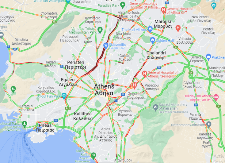 «Σημειωτόν» τα οχήματα στην κάθοδο της Κηφισού λόγω τροχαίου