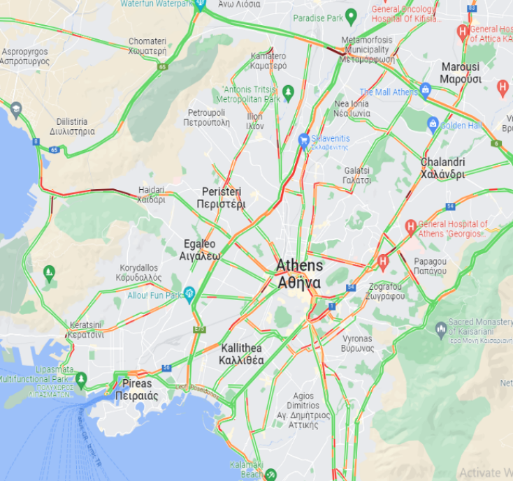 Οι δρόμοι με αυξημένη κίνηση αυτήν την ώρα στην Αθήνα