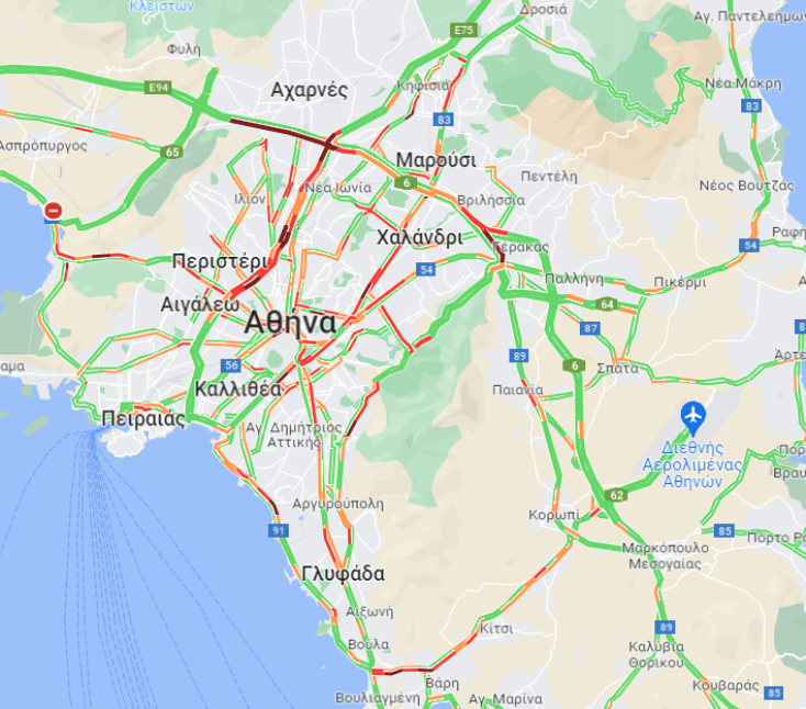 Μεγαλύτερα προβλήματα σε Αττική οδό, άνοδο Συγγρού και Βάρης-Κορωπίου