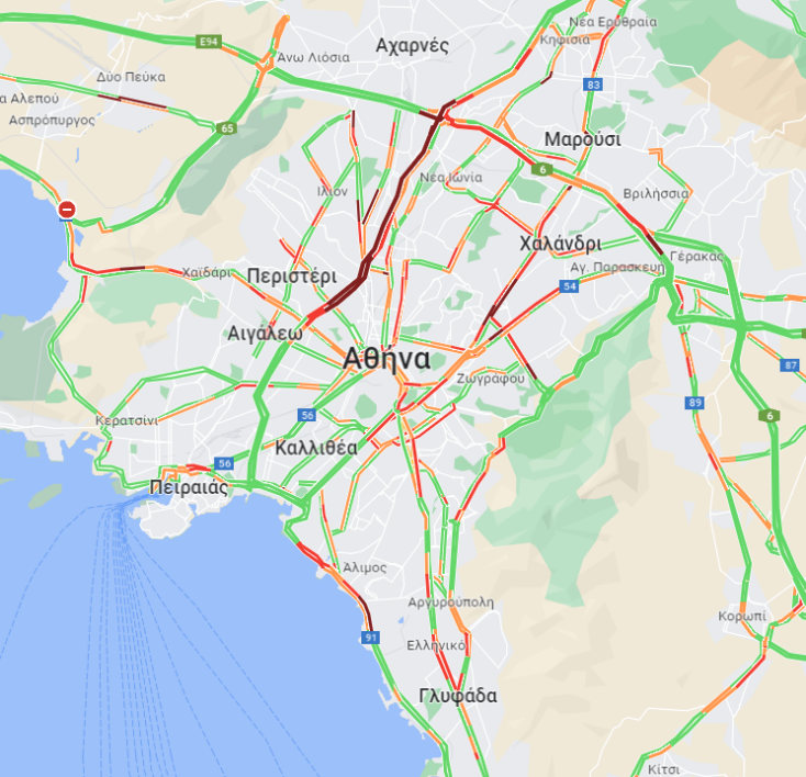 Ποιοι οι δρόμοι με μποτιλιάρισμα αυτήν την ώρα στην Αθήνα