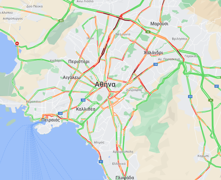 Ποιοι οι δρόμοι με μποτιλιάρισμα αυτήν την ώρα στην Αθήνα