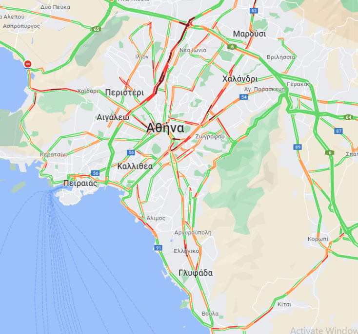 Οι δρόμοι με καθυστερήσεις και μποτιλιάρισμα αυτήν την ώρα στην Αθήνα