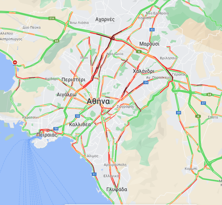 «Χάος» σε πολλούς δρόμους της Αττικής σήμερα λόγω ολισθηρότητας και της στάσης λεωφορείων & τρόλεϊ