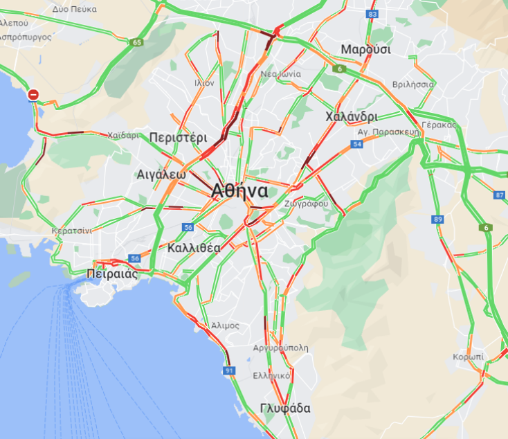 Μποτιλιάρισμα σε Κηφισό, Κηφισίας, Κατεχάκη & στη Λεωφόρο Αθηνών στα δύο ρεύματα