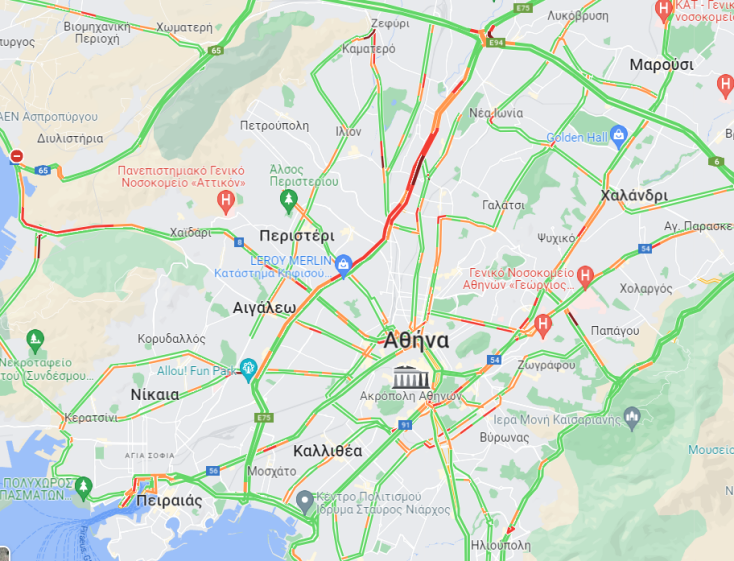 Καθυστερήσεις στην κίνηση των οχημάτων σε Πέτρου Ράλλη, έξοδο Λεωφόρου Αθηνών και Κηφισό