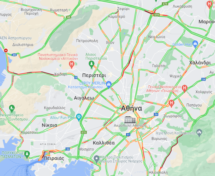 Αδειάζει η Αθήνα - Ποιοι οι δρόμοι με κίνηση αυτήν την ώρα στην Αττική