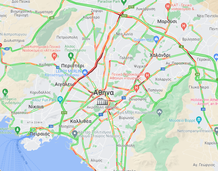 Ποιοι δρόμοι με μποτιλιάρισμα αυτήν την ώρα στην Αθήνα - Κλειστή η Καραγεώργη Σερβίας