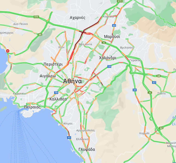 Οι δρόμοι με μποτιλιάρισμα αυτήν την ώρα στην Αθήνα - Οι περιοχές με καθυστερήσεις