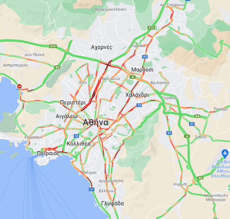 Στο «κόκκινο» οι οδικοί άξονες του λεκανοπεδίου - Πού εντοπίζονται τα μεγαλύτερα προβλήματα