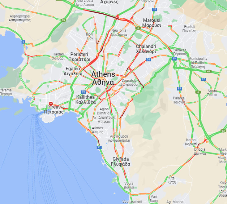 Μποτιλιάρισμα τώρα σε Λ. Κηφισού, Παραλιακή και Αττική Οδό