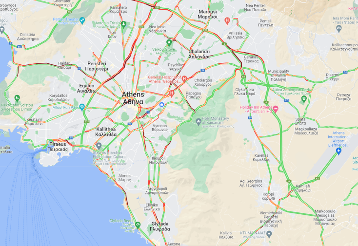 Ο χάρτης με την κίνηση στην Αττική