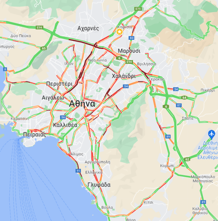 «Κολλημένοι» οι οδηγοί σε Κηφισό, Αμφιθέας και Παραλιακή