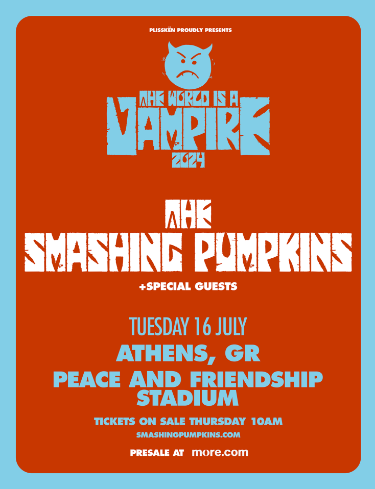 Οι Smashing Pumpkins για μία μοναδική συναυλία στην Αθήνα, την Τρίτη 16 Ιουλίου, στο Στάδιο Ειρήνης και Φιλίας - Πότε ξεκινά η προπώληση εισιτηρίων