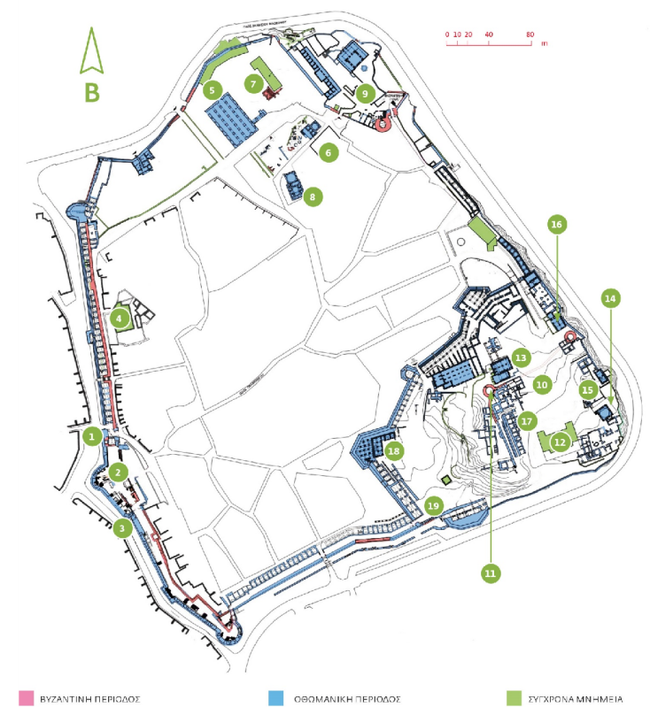 Διαγραμματική απεικόνιση μνημείων Κάστρου Ιωαννίνων