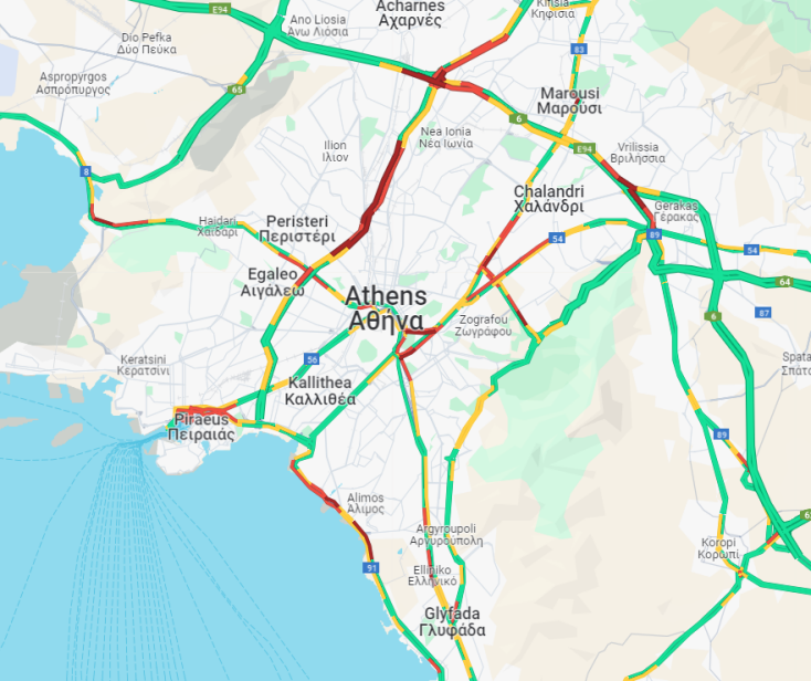 Στο «κόκκινο» Κηφισός, Κηφισίας και Αττική Οδός - Σε ποια σημεία υπάρχει μποτιλιάρισμα