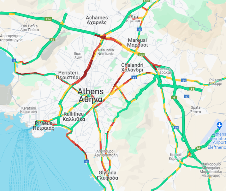 «Σημειωτόν» σε Κηφισό και Κηφισίας - Δυσκολίες σε Παραλιακή, Πανεπιστημίου και Αττική Οδό