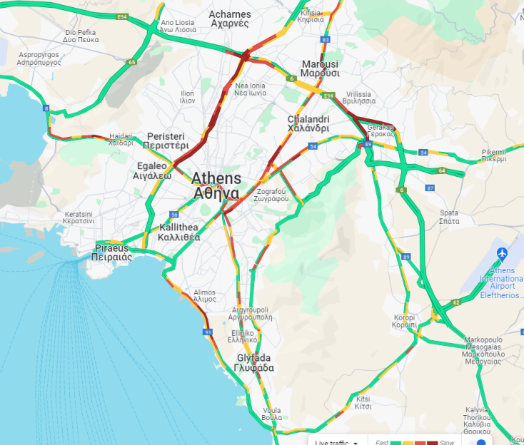 Η κίνηση αυτήν την ώρα στην Αθήνα - Οι περιοχές με μποτιλιάρισμα