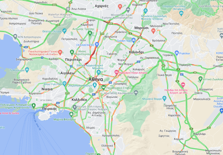  Στο «κόκκινο» αυτήν την ώρα ο Κηφισός - Σε ποιους δρόμους εντοπίζονται προβλήματα