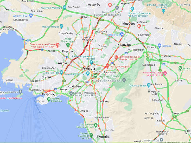 Η κίνηση τώρα στους δρόμους της Αθήνας - Οι περιοχές με μποτιλιάρισμα και δυσκολίες