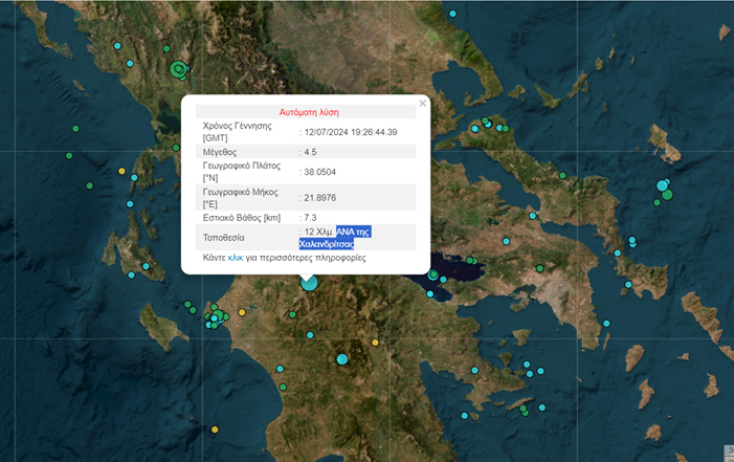 Ισχυρός σεισμός στην Αχαΐα