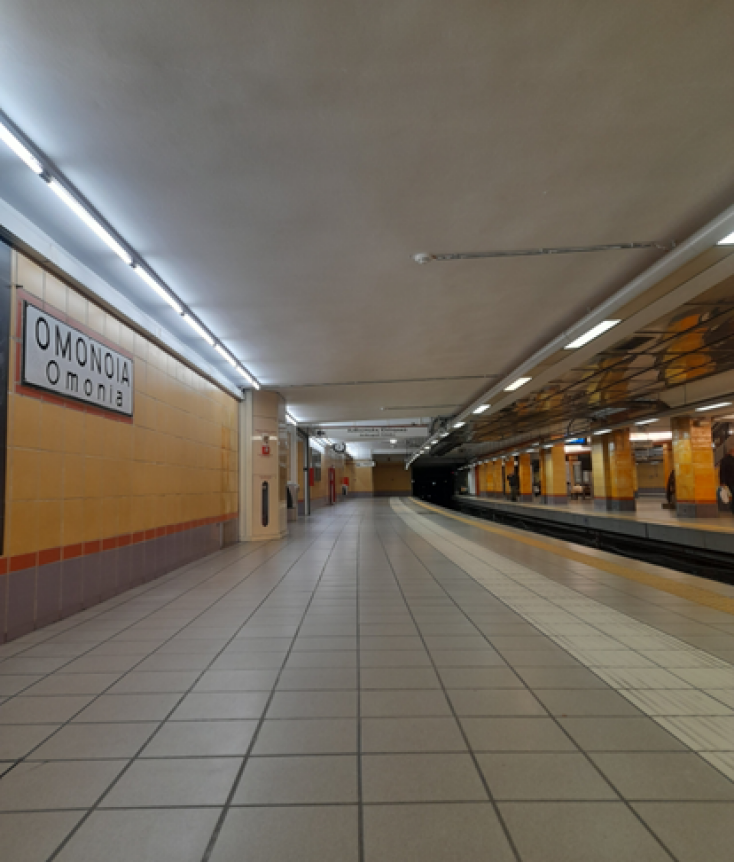 Εικόνα από τον σταθμό του Μετρό Ομόνοια - Γραμμή 1