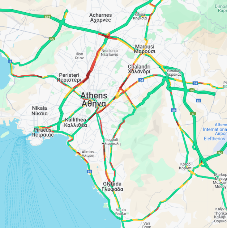 Κίνηση τώρα: Οι δρόμοι με μποτιλιάρισμα και καθυστερήσεις