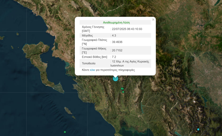 Ισχυρός σεισμός τώρα στα Ιωάννινα